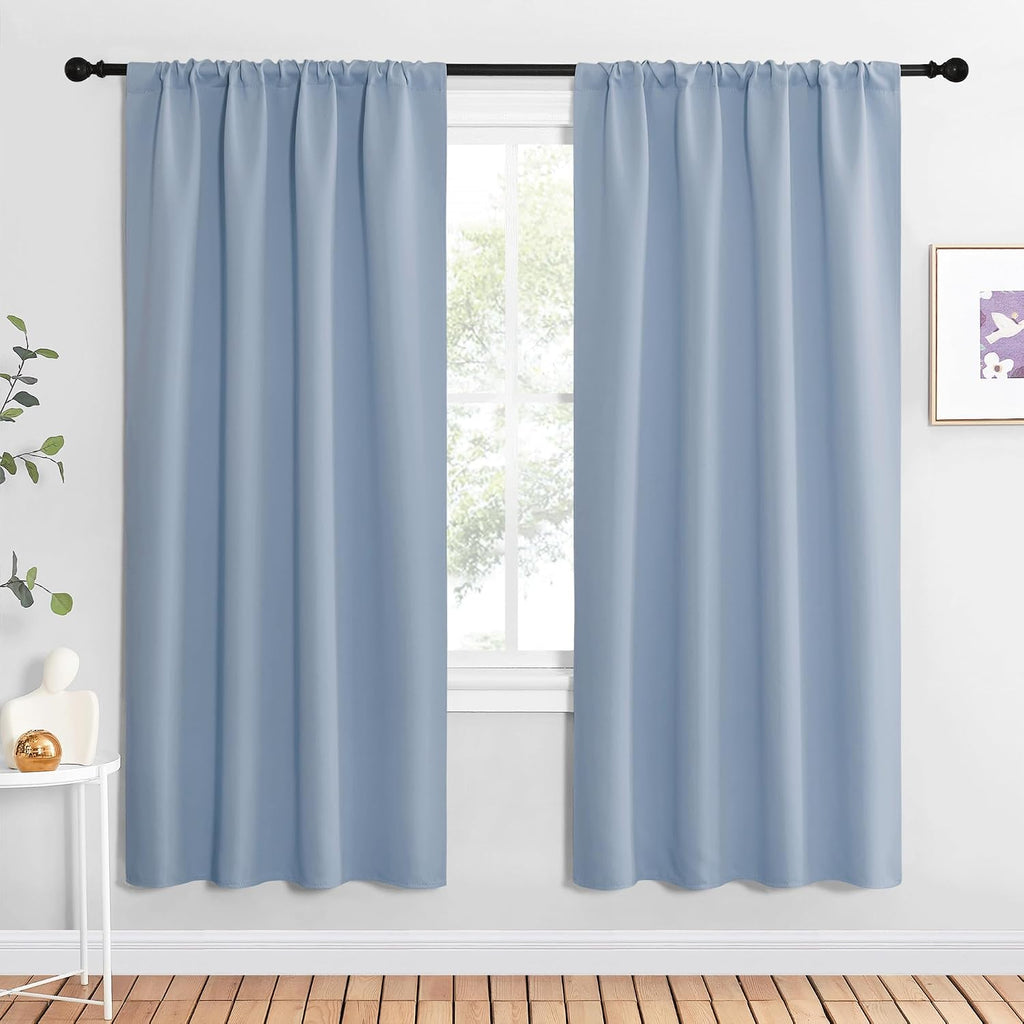 NICETOWN Blackout Curtains for Living Curtains, Vintage Blue, 1 Pair, 34-inch W x 72-inch L, Home Decorations Thermal Insulated Solid…