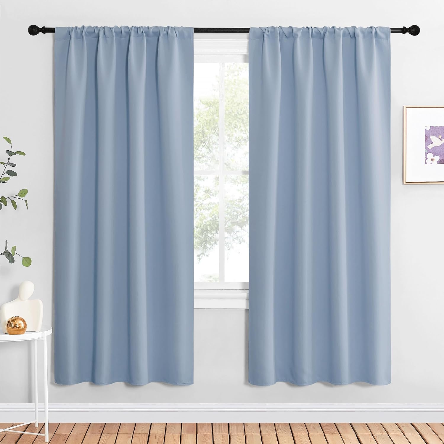 NICETOWN Blackout Curtains for Living Curtains, Vintage Blue, 1 Pair, 34-inch W x 72-inch L, Home Decorations Thermal Insulated Solid…