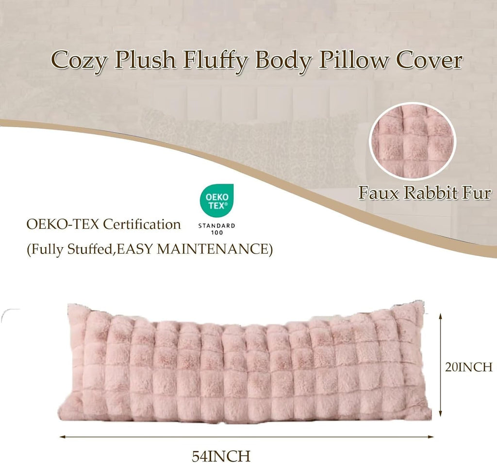 20"x54"Luxury Shaggy Faux Fur Body Pillow Cover, Bubble Fluffy Plush Bed Body Pillowcase with Zipper Closure, Plush Long Pillow Cover for…