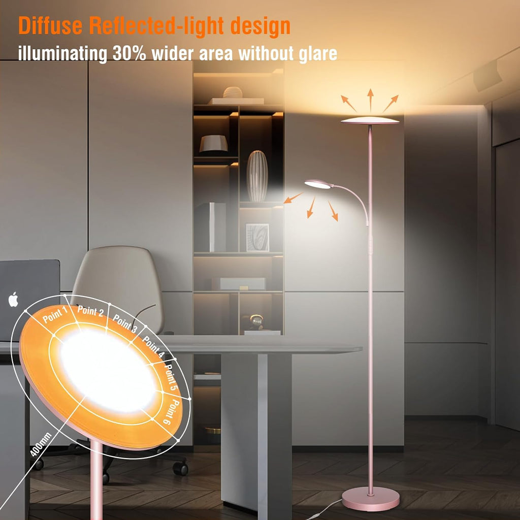 Marctronic Pink Floor Lamps for Living Room, 44W/4500LM Super Bright 2 in 1 LED Floor Lamp with Remote, Stepless Dimmable, 69" Tall Standin…