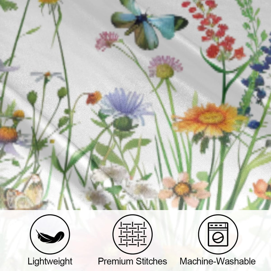 Satin Pillowcase for Hair and Skin Spring Flower Butterfly Soft Silk Pillow Case with Envelope Closure Cooling Pillow Cases Slip Standard…