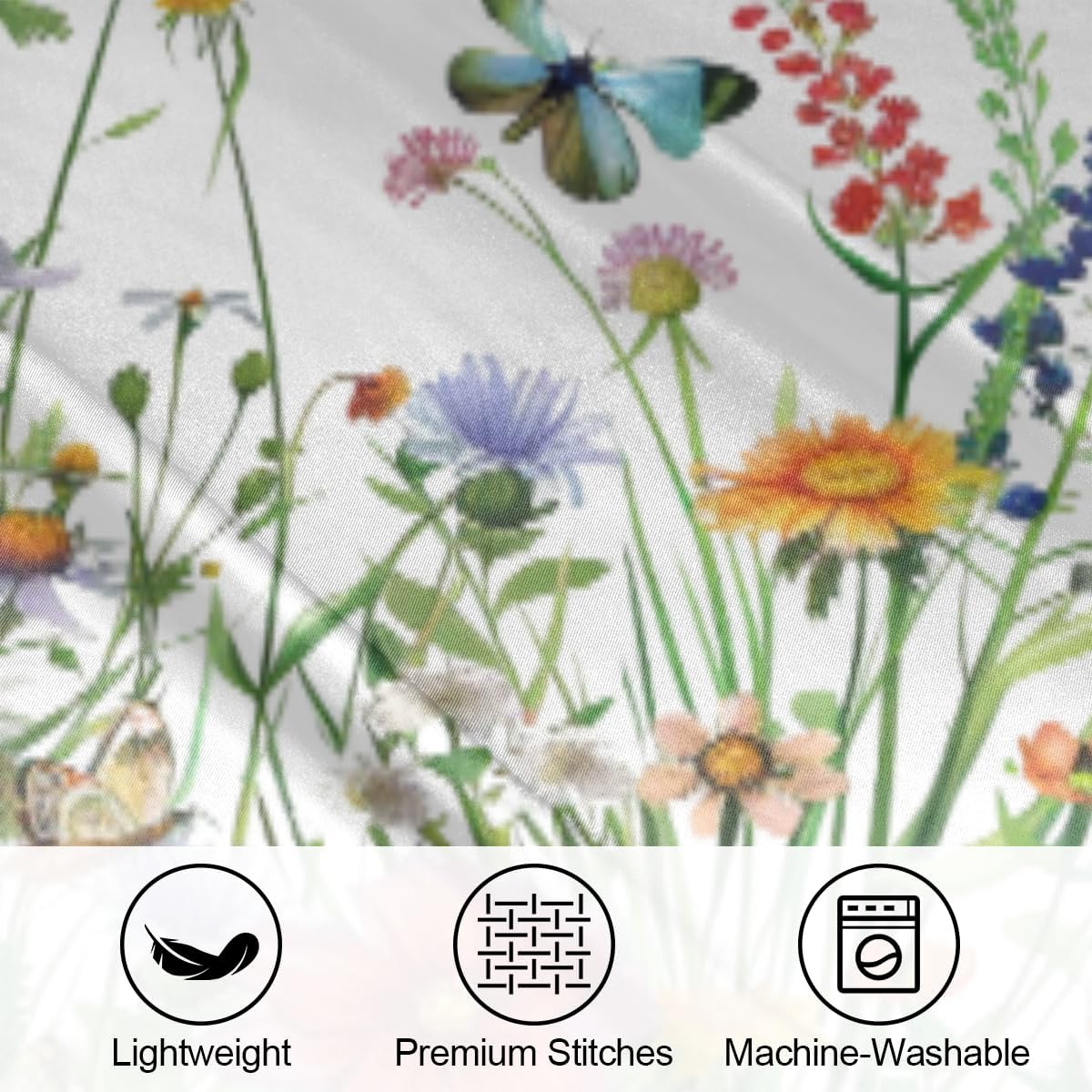 Satin Pillowcase for Hair and Skin Spring Flower Butterfly Soft Silk Pillow Case with Envelope Closure Cooling Pillow Cases Slip Standard…