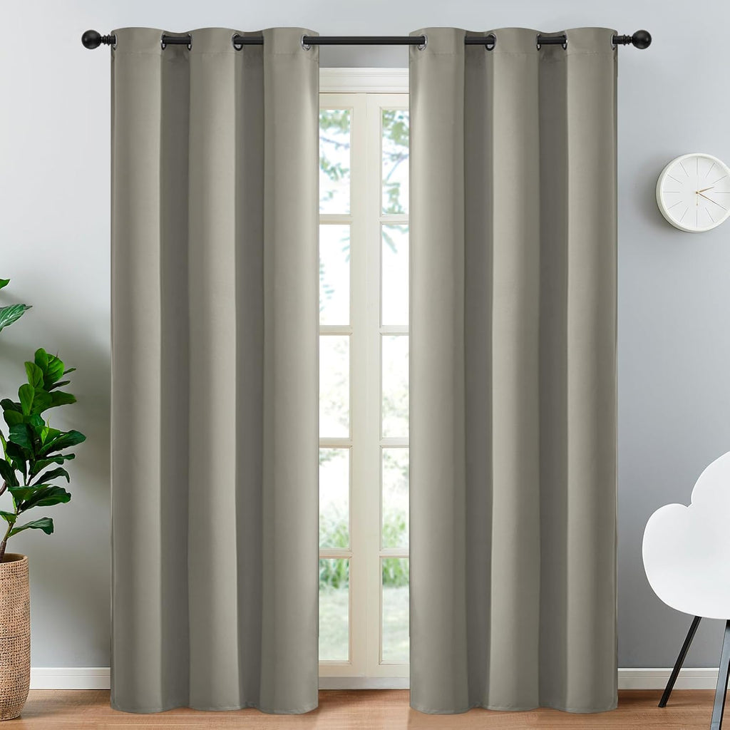 Yakamok Premium Room Darkening Thermal Insulated Curtains for Bedroom/Living Room - Classic Grommet Top (2 Panels, Taupe, 38 Inch by 84…