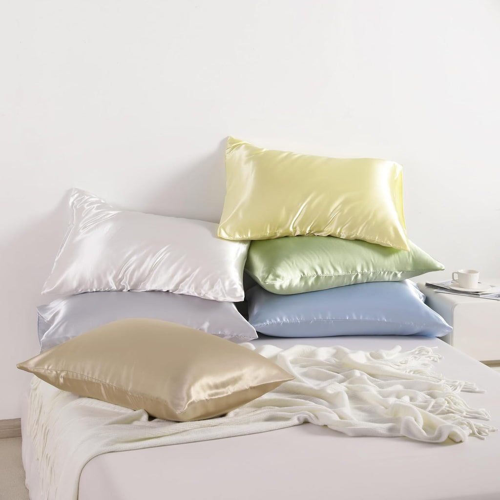 Ntbay 12 Pack Satin King Pillowcases for Hair and Skin, Luxurious and Silky Pillow Cases with Envelope Closure, 20 x 36 Inches, Golden Brow…