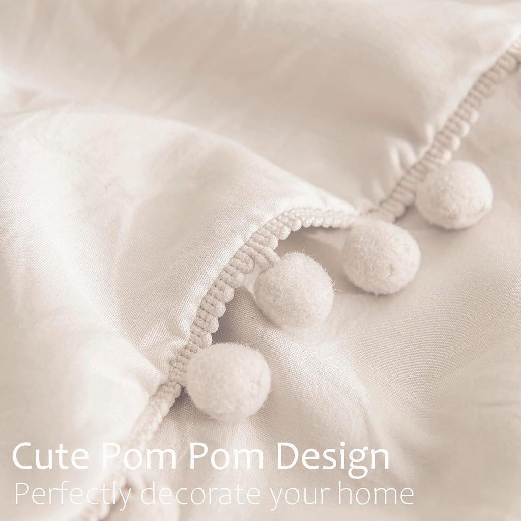 Moveover Move Over Beige Pillowcases King Size Pom Pom Pillowcases Cream Pillow Cases Set of 2 Soft Washed Microfiber Boho Pillow Covers Cu…