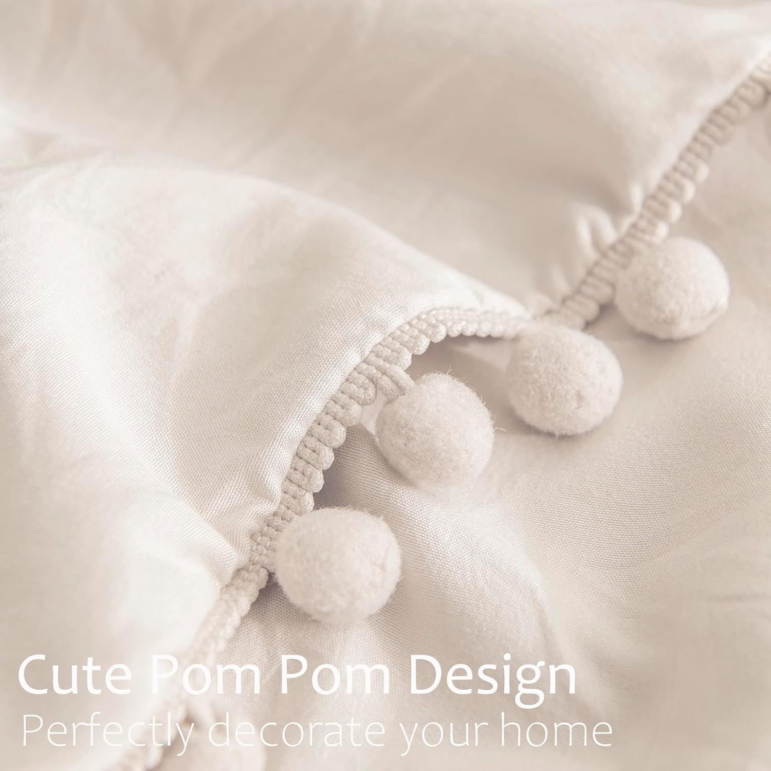 Moveover Move Over Beige Pillowcases King Size Pom Pom Pillowcases Cream Pillow Cases Set of 2 Soft Washed Microfiber Boho Pillow Covers Cu…