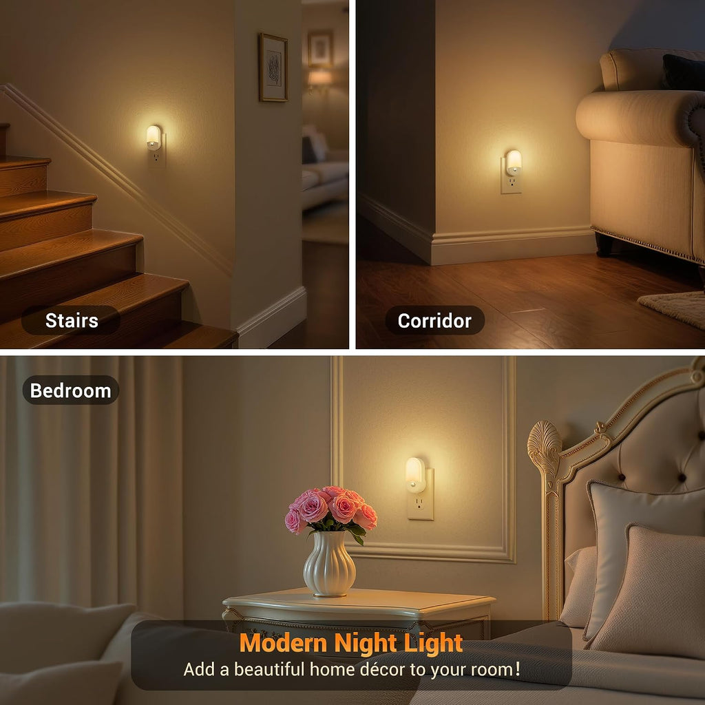 JandCase Motion Sensor Night Light, 2 Pack Motion Activated Night-Lights, 3000K Warm White LED Night Lights Plug into Wall, 30/60LM…