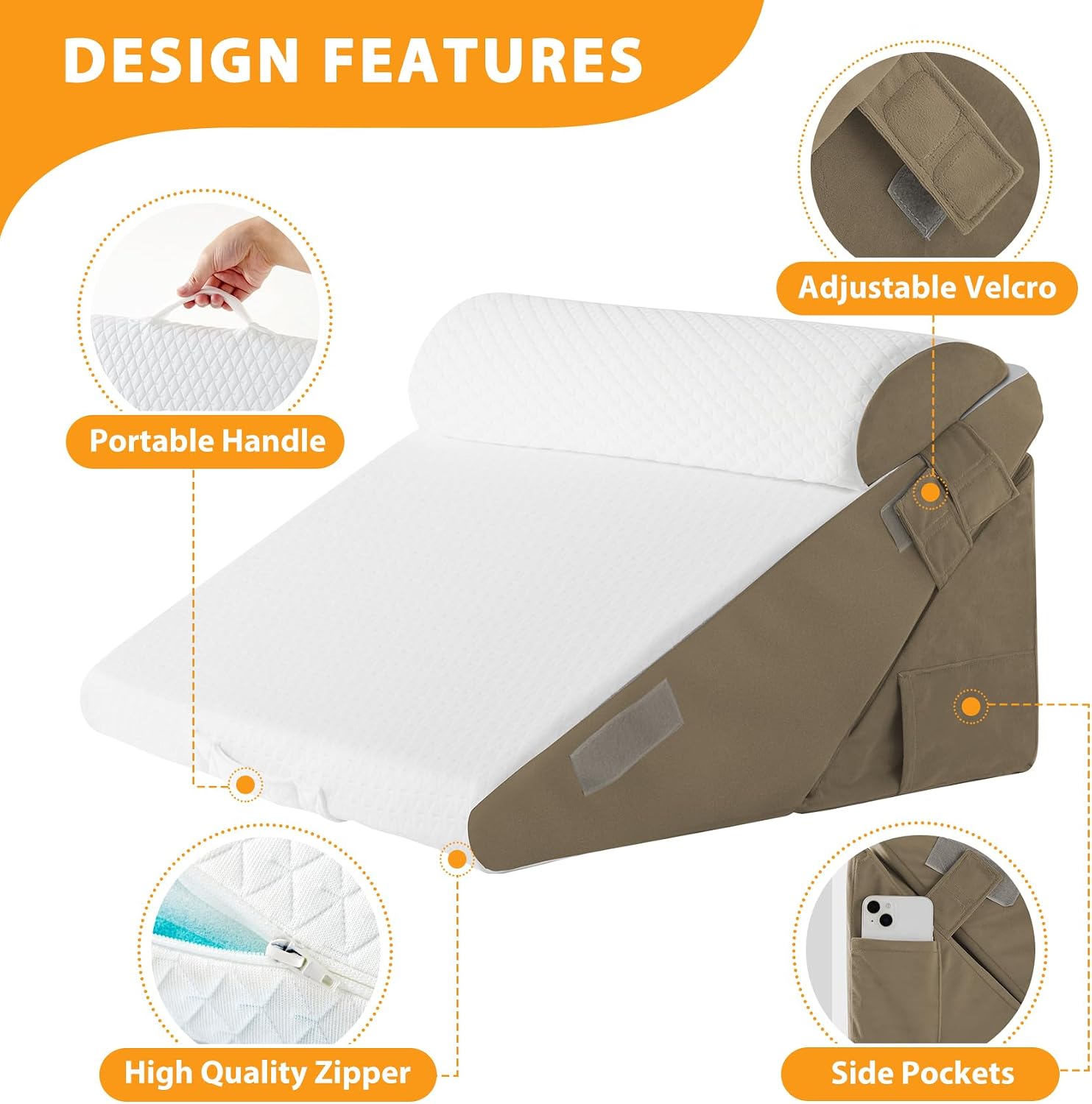 Ruqmuis 3PCS Wedge Pillow Set for After Surgery, Adjustable 9&12 Inch Bed Wedge Pillow for Sleeping, Incline Pillow Wedge for Headboard, Po…