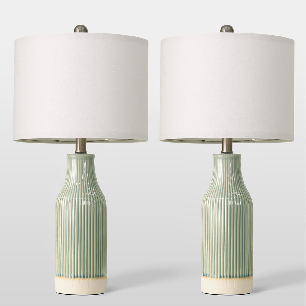 23.75" Modern Ceramic Table Lamps Set of 2, Stylish Bedside Lamps for Bedroom, Gorgeous Lamps for Nightstand, Lamps for Living Room…