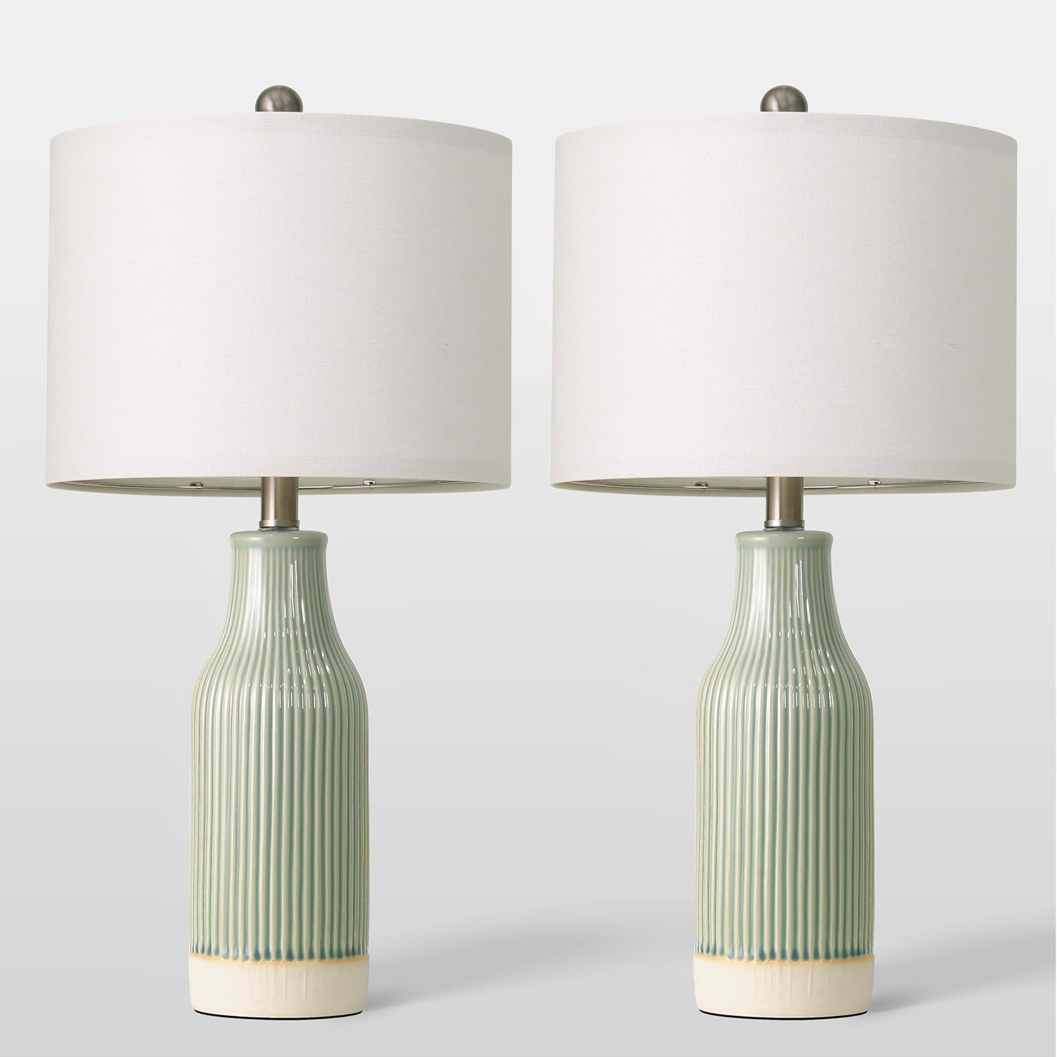 23.75" Modern Ceramic Table Lamps Set of 2, Stylish Bedside Lamps for Bedroom, Gorgeous Lamps for Nightstand, Lamps for Living Room…