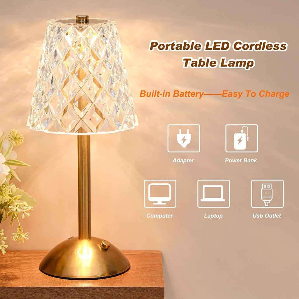 Liliful 1 Pcs Cordless Table Lamp Rechargeable Touch LED Small Gold Portable Battery Operated USB-c Desk Lamp 3 Color Dimmable for…