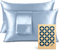 Pure Bedding Satin Pillowcase 2 Pack - Queen Size (20"x30", Baby Blue) - Silky Pillow Cases for Hair and Skin - Satin Pillow Covers with…