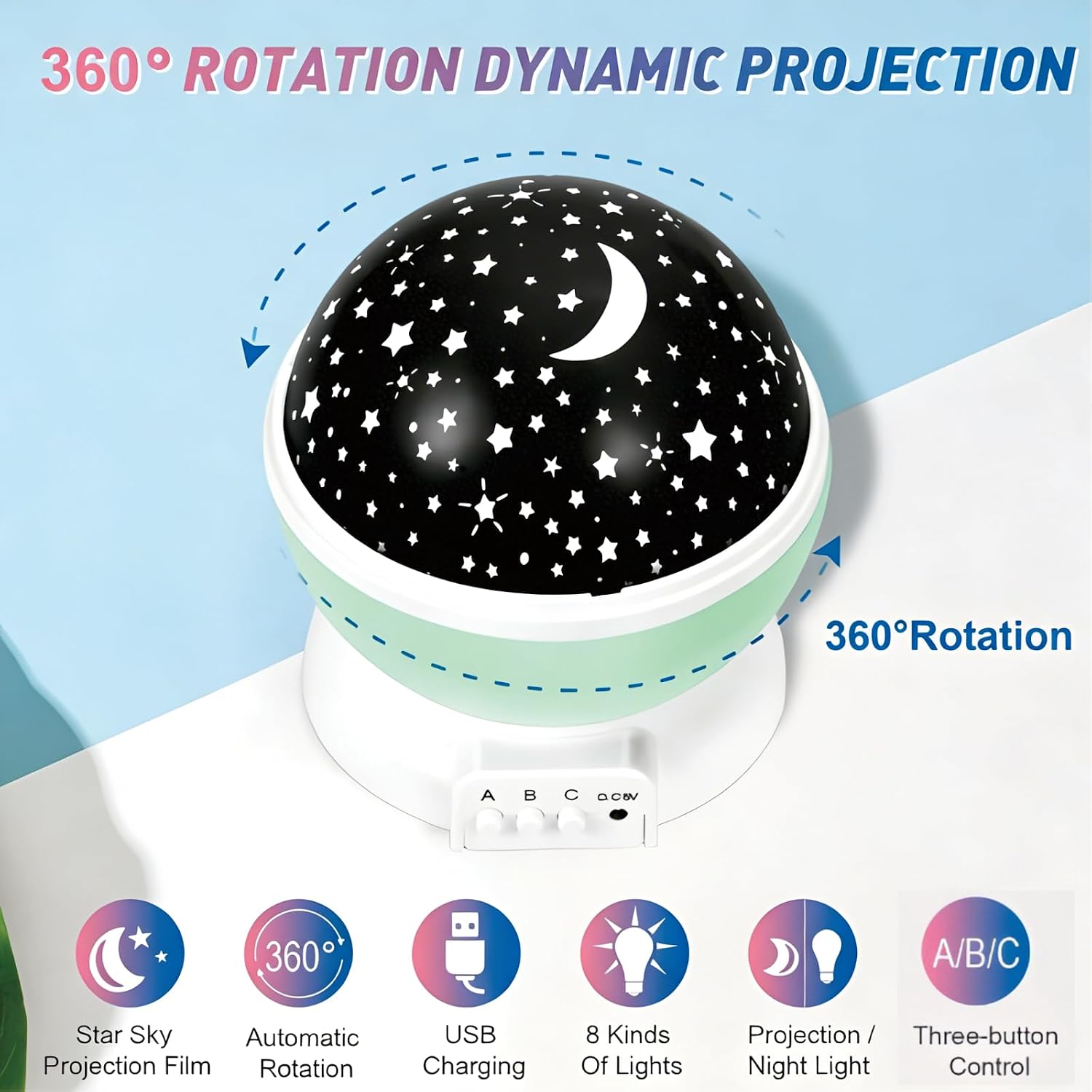 Kids Standard Star Projector Night Light | 360° Rotating LED Color Changing Star Lamp, Sleep Night Light for Bedroom & Nursery, Birthday…