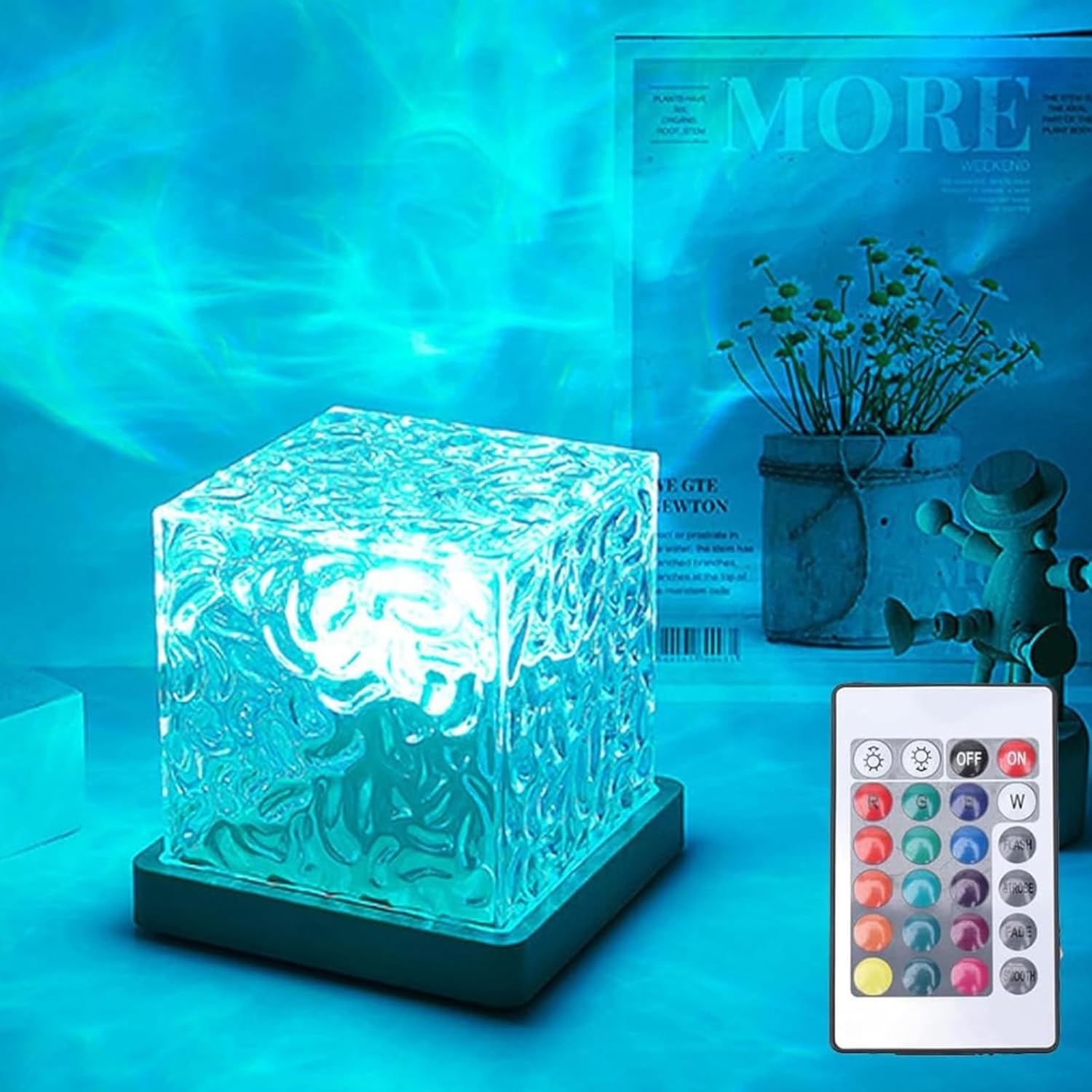 Ocean Wave Projector Light, 16-Color LED Shower Lamp with Remote, 3D Water Ripple Projection, Romantic Ambient Lighting for Kids Room…