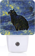 Black Cat Night Light, Plug Into Wall for Boys Girls Bedroom Decorative Square Night Light Lamp 0.5w Sleep Friendly