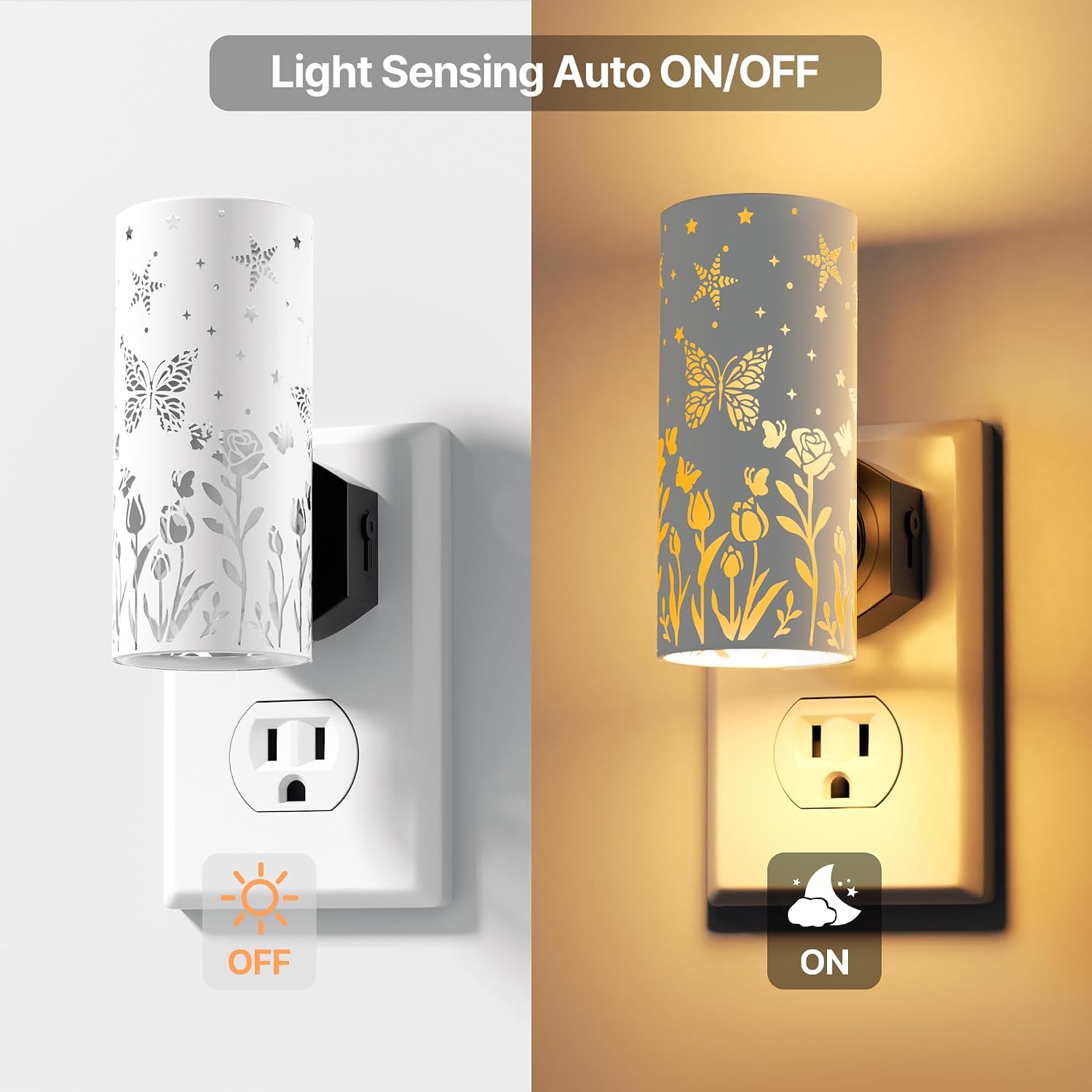 LED Night Lights Plug into Wall, 2-Pack 3000K Bright Plug in Nightlights, Dusk-to-Dawn, Dimmable 0-100LM, Auto-On/Off, Home Decor for…
