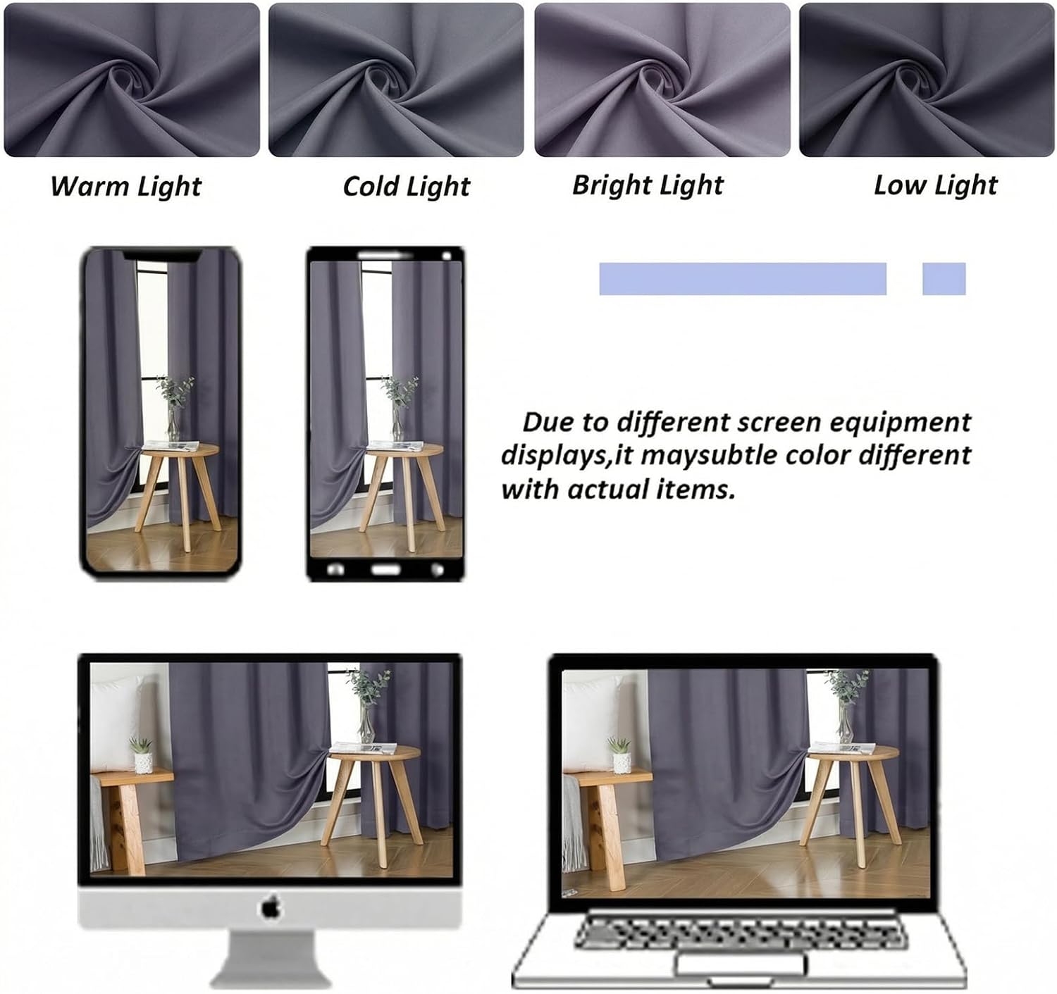 Simplebrand Greyish Purple Blackout Curtains for Bedroom 96 Inches Long 2 Panels, Solid Thermal Insulated, Energy Saving Living Room Window…