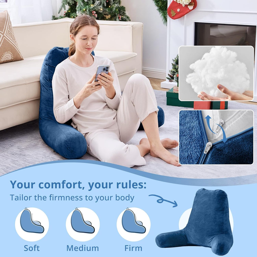 Sasttie 25-inch Reading Pillows for Sitting in Bed Adult, Jumbo Velvet Back Pillow Bed Sitting Up, XL High Back-Rest Support Cushion for…