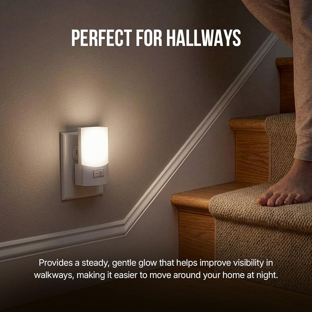 STANLEY LED Night Light with On/Off Switch Plug in Design for Indoor Use Bedrooms Hallways Bathrooms and Kitchens