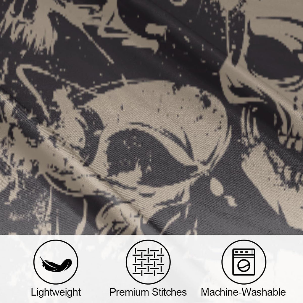 Halloween Satin Silk Pillowcase for Hair and Skin Halloween Skull Goth Pillow Cases Standard Size Vintage Grey Soft Silk Pillow Case with…