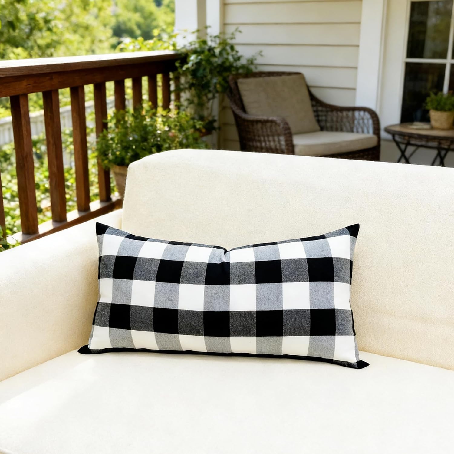 Slow Cow Black Checker Plaid Rectangular Pillow Cover Pillowcase Decorative Lumbar Throw Pillow Cover for Couch Sofa 12 x 24 Inches
