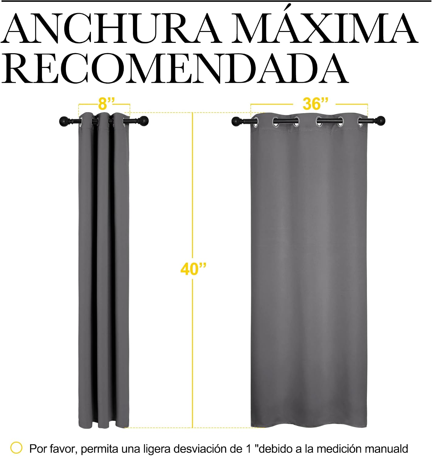 NICETOWN Grey Blackout Cafe Curtain Panels for Bedroom, Thermal Insulated Grommet Top Blackout Draperies and Drapes for Basement (2…