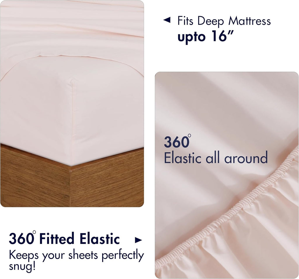 Ruvanti 100% Cotton Percale Sheets Queen Size 6 Piece Set, Cooling Bed Sheets for Hot Sleepers, Deep Pocket 16”, Breathable Lightweight & D…
