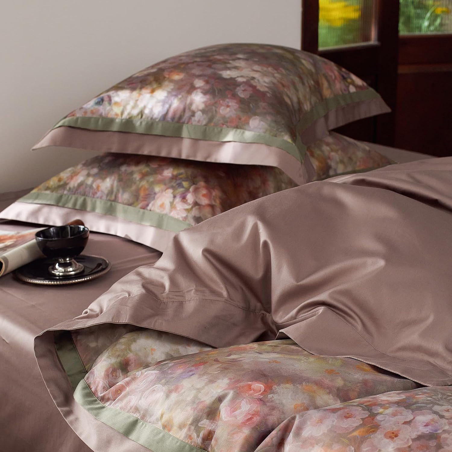 mixinni Vintage Floral Duvet Cover Set - Queen Size, 100% Long Staple Cotton Percale, Reversible Garden Style Bedding Set with Zipper Closu…