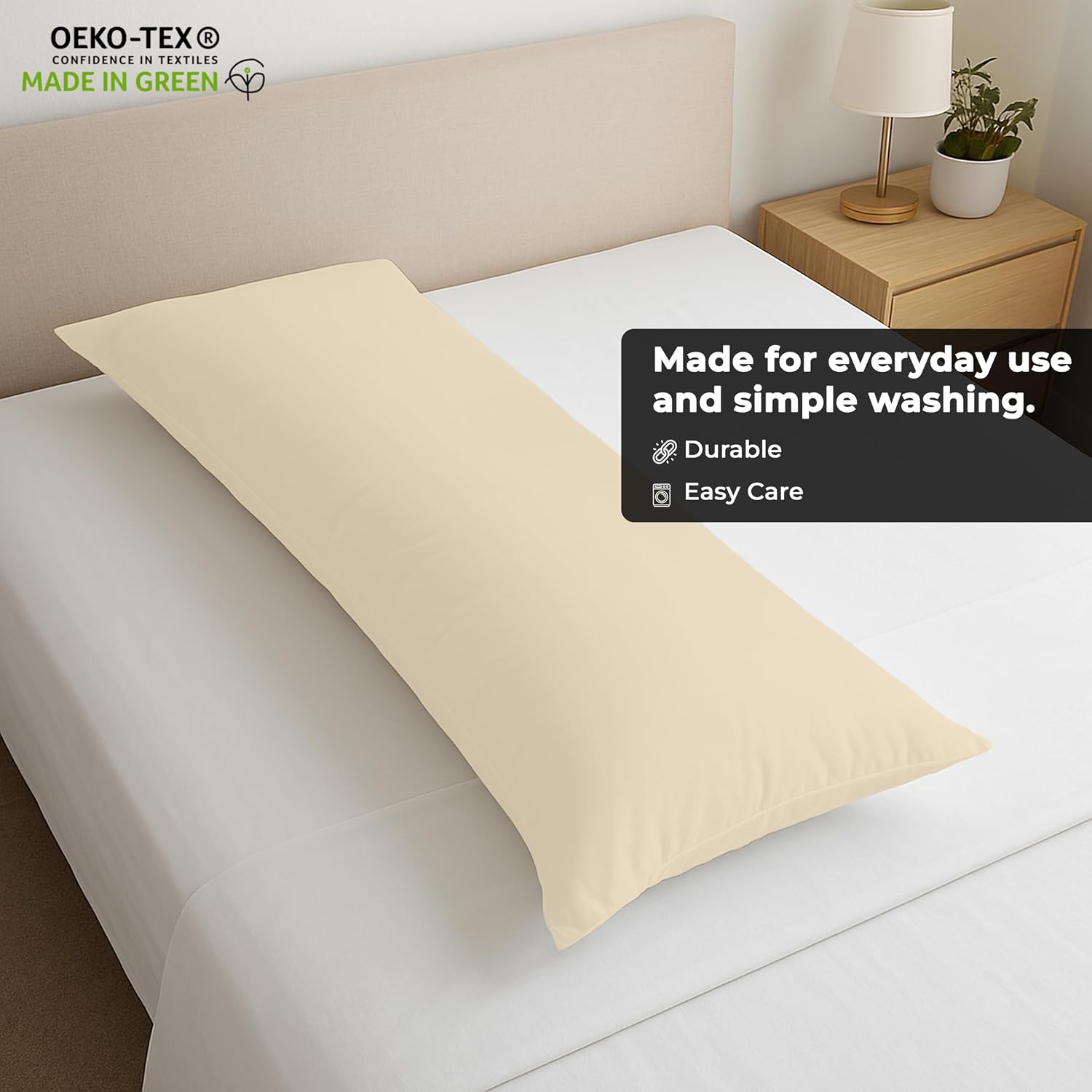 Royalelinens ROYALE LINENS Body Pillow Cover - Double Brushed 1800 Microfiber - 20"x54" with Hidden Zipper Closure - Wrinkle & Fade Resista…