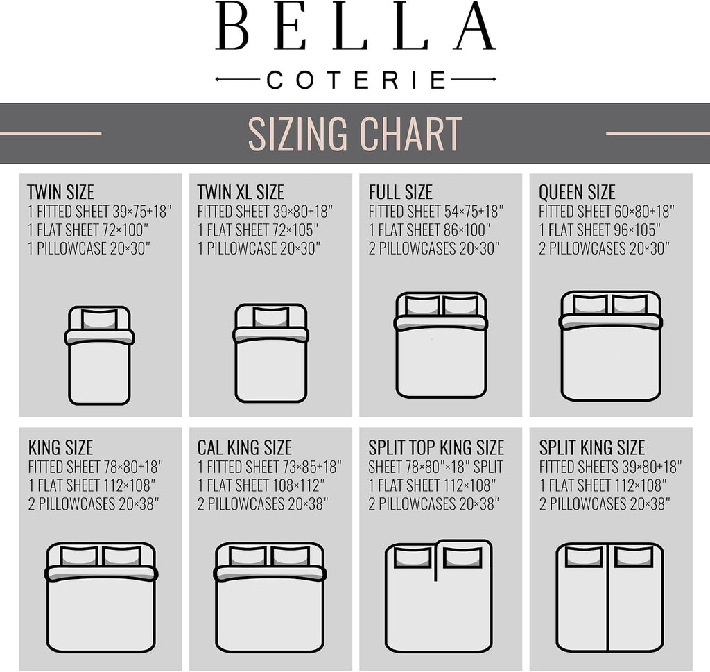 Bella Coterie Luxury Bamboo Viscose Queen Size Sheet Set | 100% Organically Grown | Ultra Soft | Cooling for Hot Sleepers | 18" Deep…