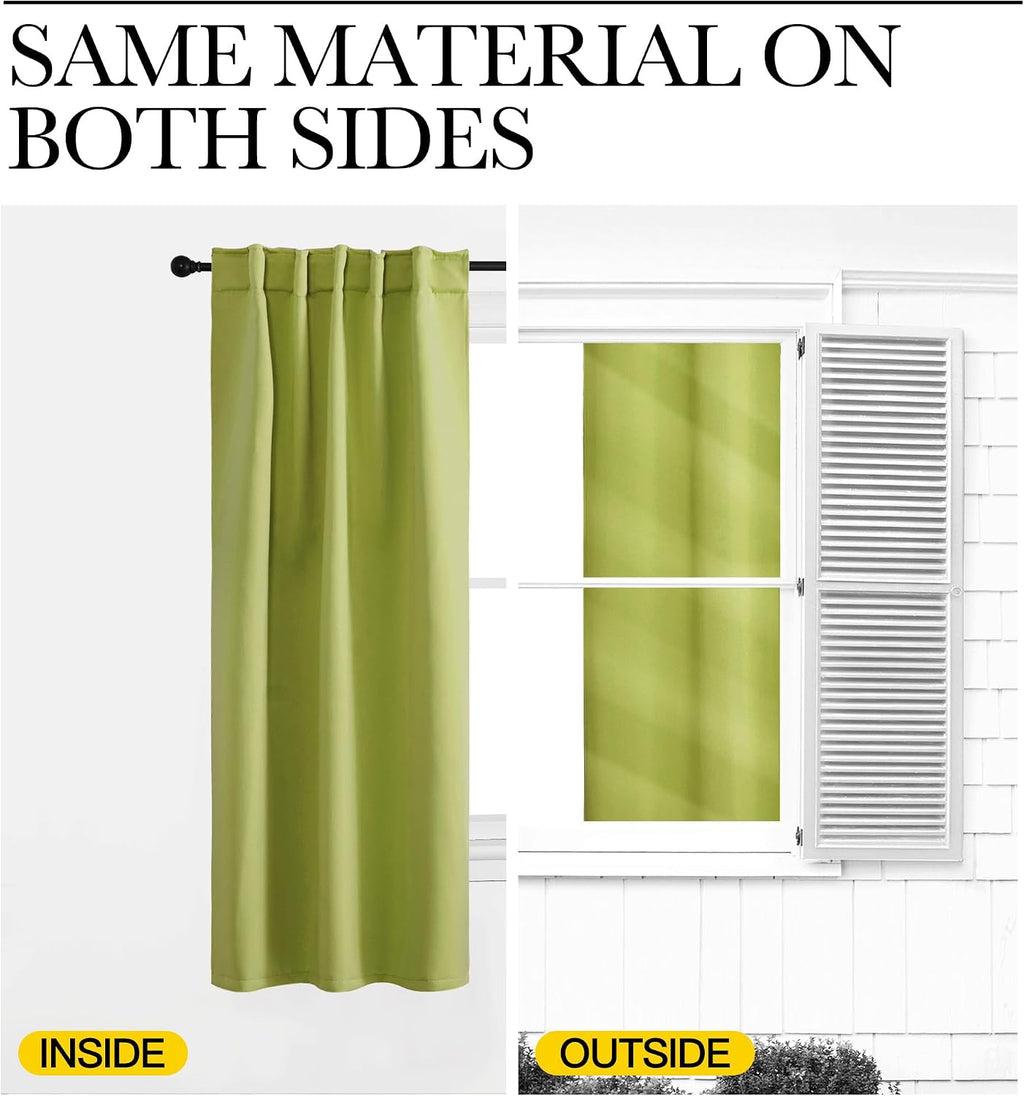 NICETOWN Blackout Curtain Panels for Living Room - (Fresh Green Color) 34x63 Inch, 2 Panels Set, Thermal Insulated Room Darkening…