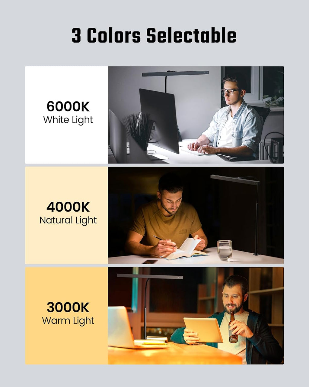 SUPERDANNY LED Desk Lamp for Office Home, Eye-Caring Desk Light with Adjustable Gooseneck, 12W Touch Control Dimmable Brightness…