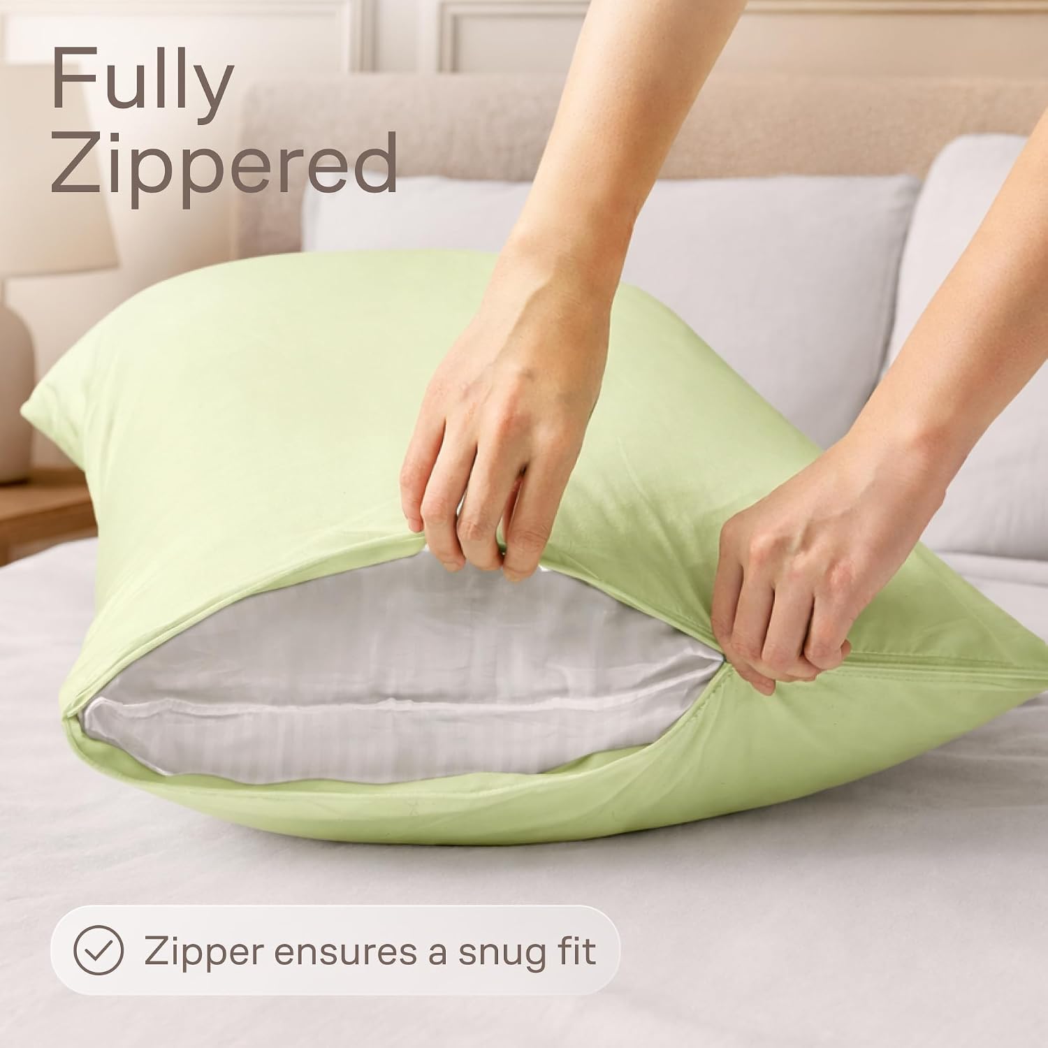 Ultra Soft Pillow Protectors with Zipper Queen Size - Set of 4 Breathable Pillow Covers - 100% Protection Against Stains, Dust & Dirt…
