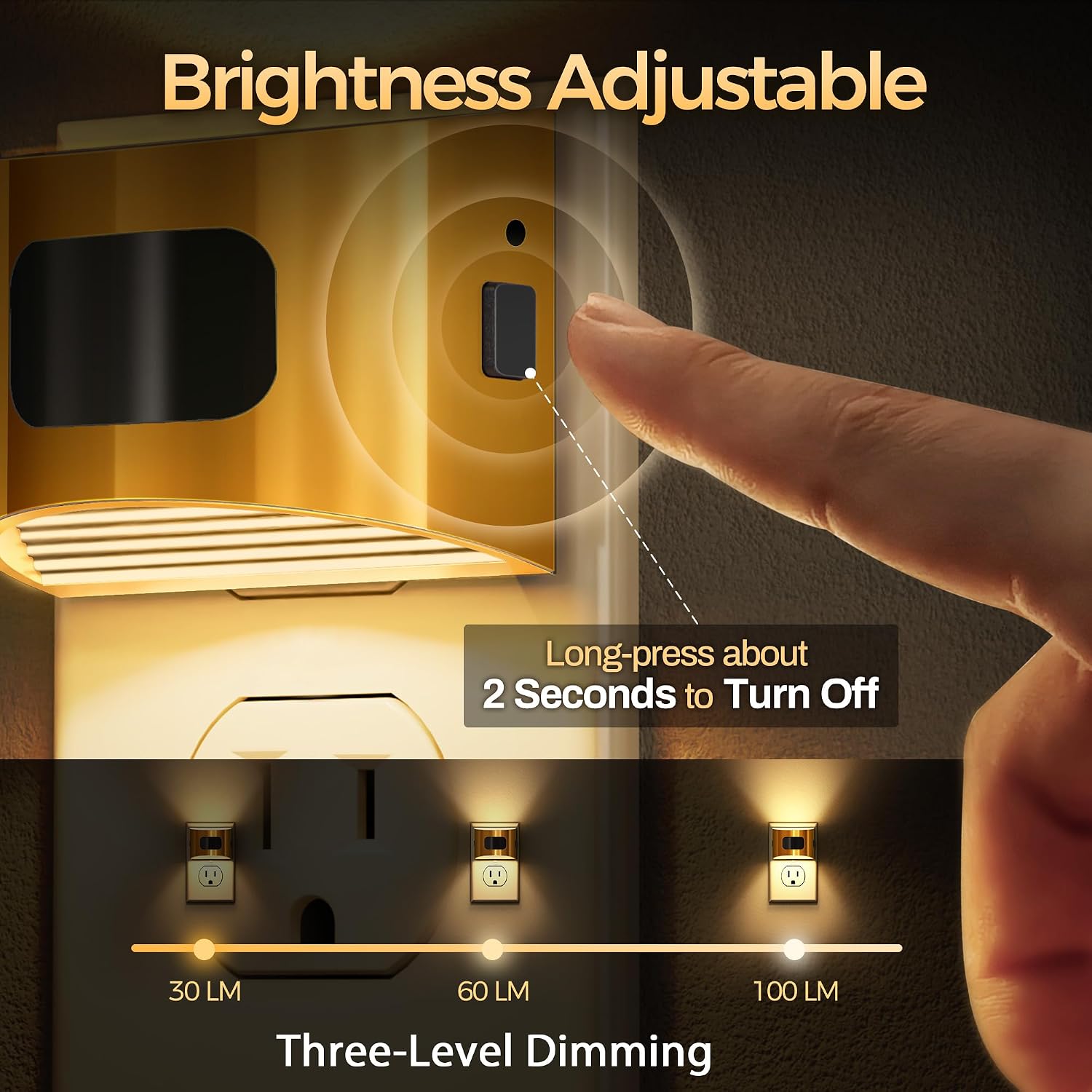DORESshop LED Night Light[2 Pack], Night Lights Plug into Wall, 3 Mode Plug in Night Light with Motion Sensor, Dusk to Dawn Sensor…