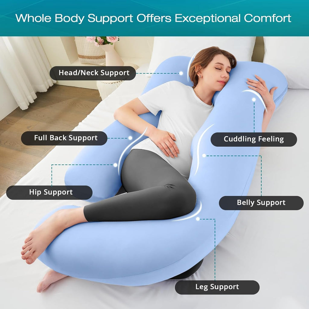 Sasttie Pregnancy Pillows for Sleeping, Jumbo U Shaped Cooling Full Body Pillow with Removable Cover, Pregnant Women Must Haves, Maternity…