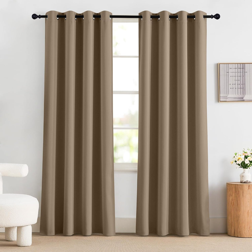 NICETOWN 100% Blackout Curtains 84 inch Long for Bedroom, Total Blackout Thermal Insulated Grommet Long Window Curtains 2 Panels Set, 2…
