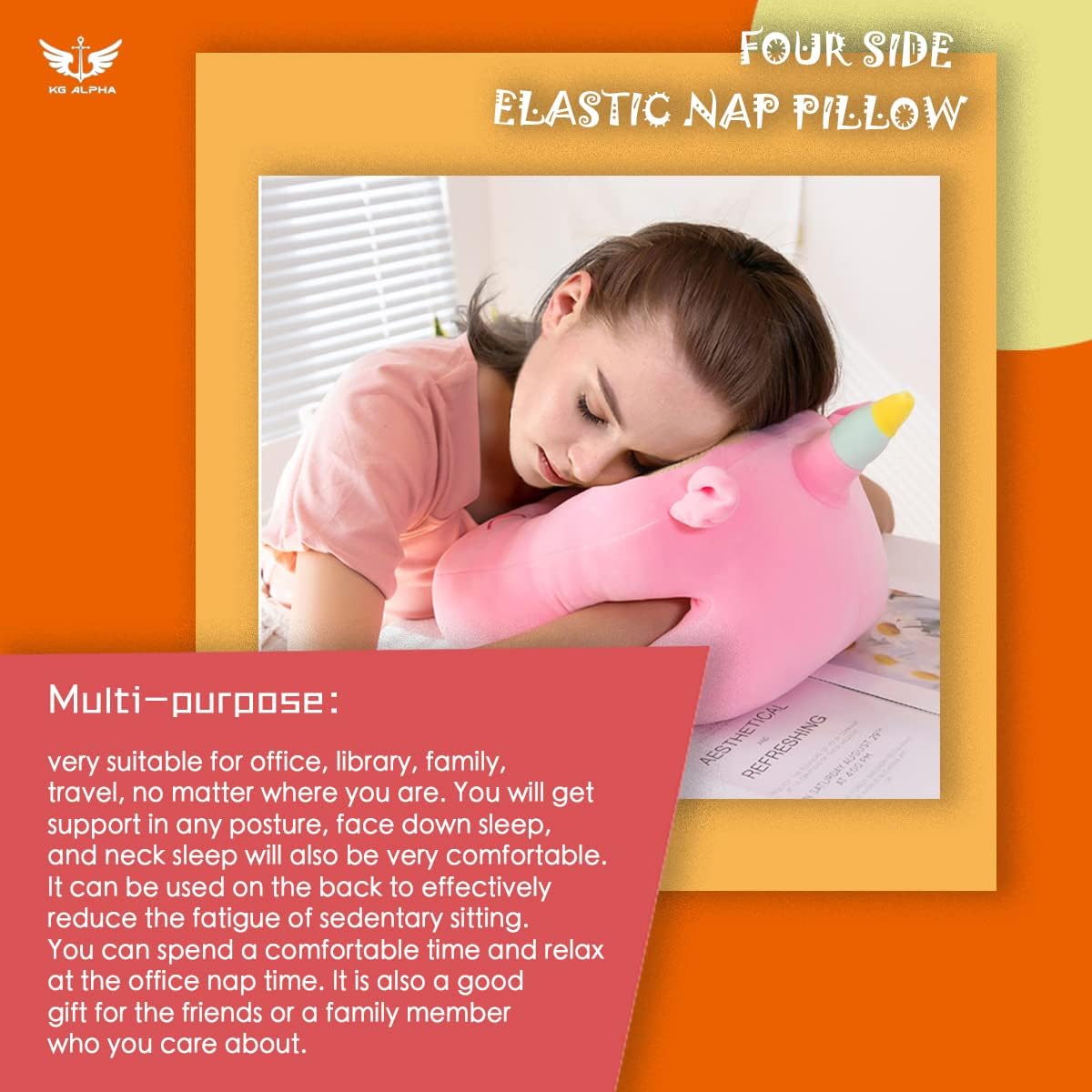 Kg Alpha Pink Unicorn Plush Stuffed Cute Napping Toy Pillow for Kids Girls, Kawaii Toys Throw Pillow Doll Gift for Girlfriend, Office Neck…