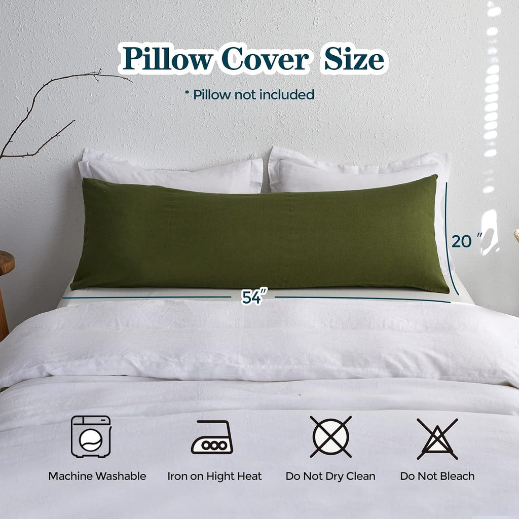 Simple&Opulence Body Pillow Cover 20" x 54",100% Pure Linen, Ultra Soft and Breathable, Body Pillowcase with Envelope Closur…