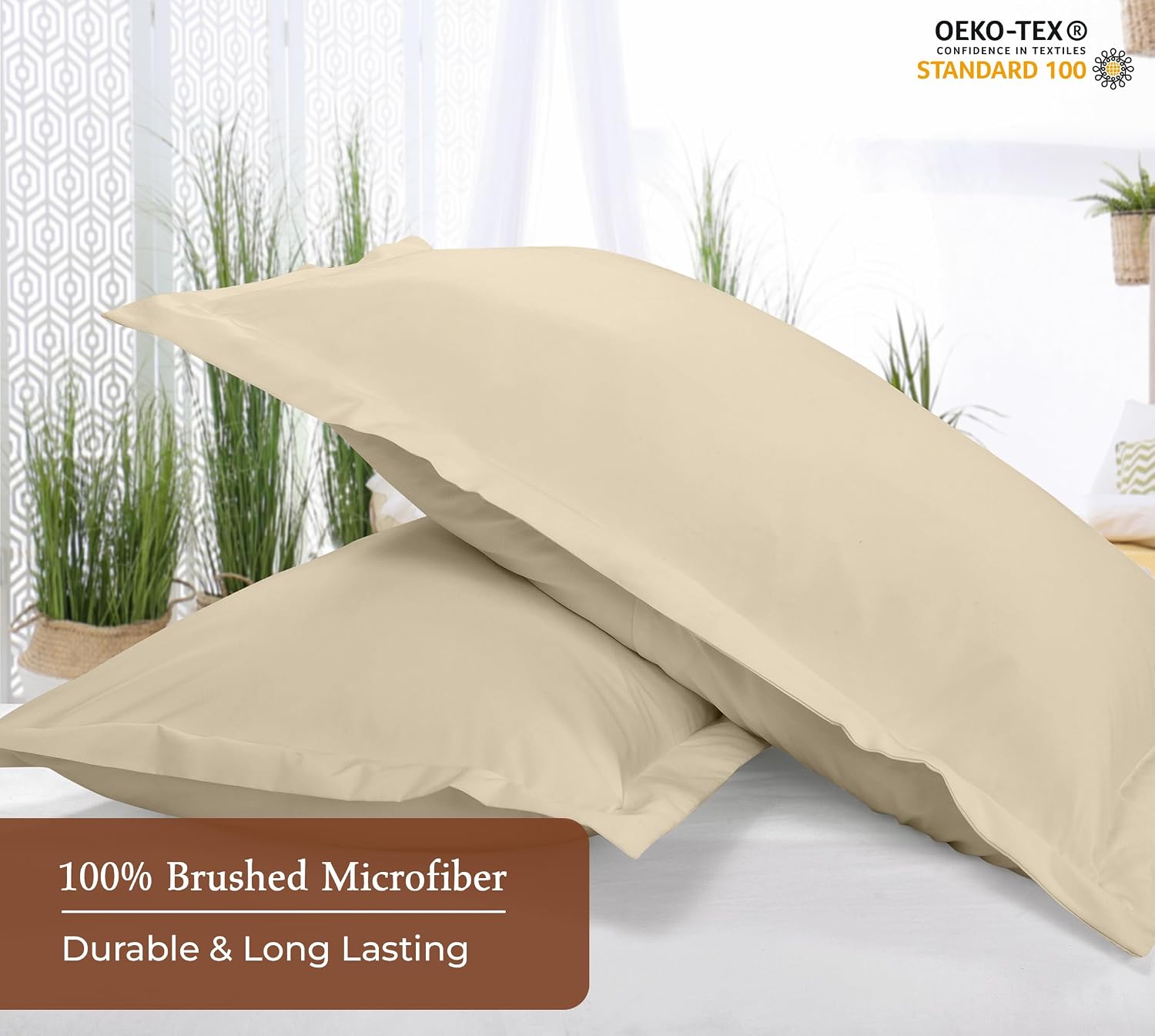 Royalelinens Royale Linens Pillow Shams 2 Pack King Size 20x36 Inch - Brushed 1800 Microfiber - Bed Pillow Shams, Wrinkle Resistant Super S…