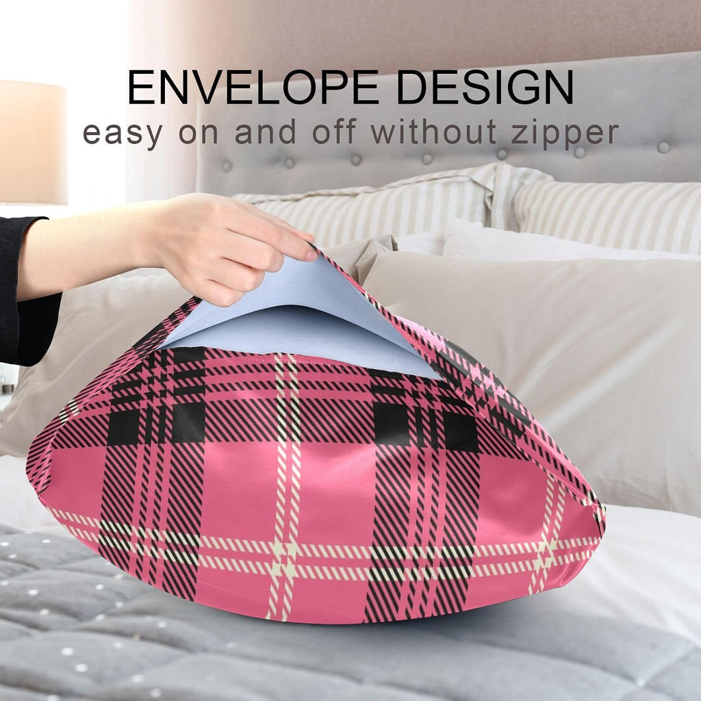 Black Buffalo Plaid Pillow Covers Silk Pillowcase for Hair and Skin with Envelope Closure Satin Pillowcase Queen Size Pillow Case for…