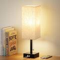 Aooshine Pull Chain Small Table Lamp - 3 Color Temperature Bedside Lamp for Bedroom with USB Port, Minimalist Nightstand Lamp with Black Ba…