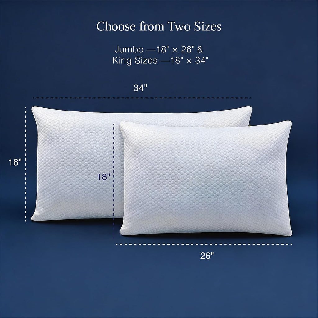 Blue Ridge Home Fashions Luxury Hotel Quality Cooling Pillows Queen Size Set of 2, Soft Medium 500 Thread Count Damask Stripe Embroidered 1…