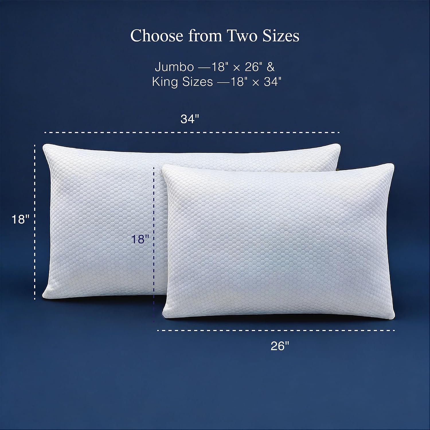 Blue Ridge Home Fashions Luxury Hotel Quality Cooling Pillows Queen Size Set of 2, Soft Medium 500 Thread Count Damask Stripe Embroidered 1…