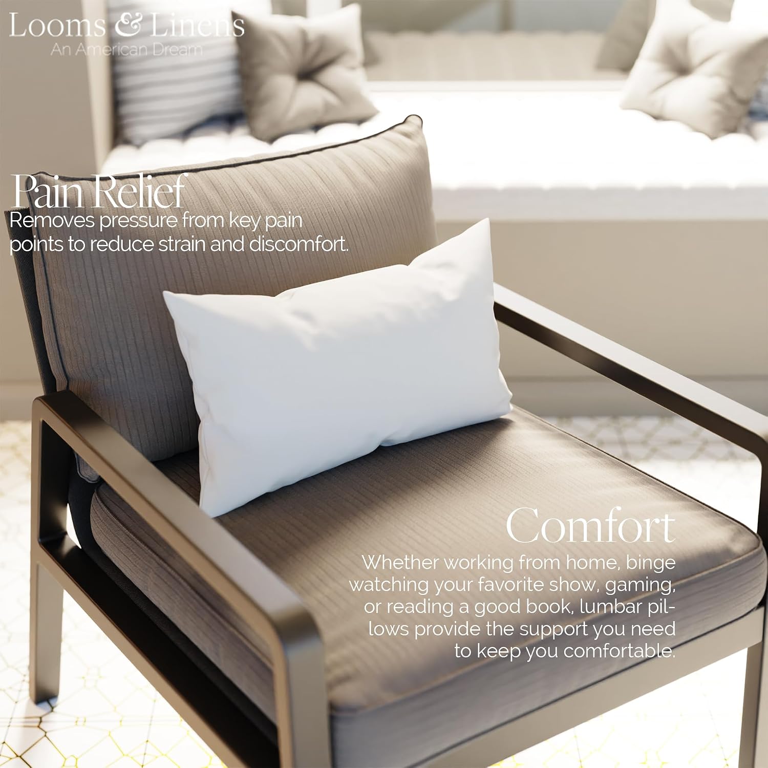 LoomsLinens Looms & Linens 14 x 24 inch Lumbar Pillow Insert for Throw Pillows for Couch - Down Alternative Pillow Made in USA only - Lumba…