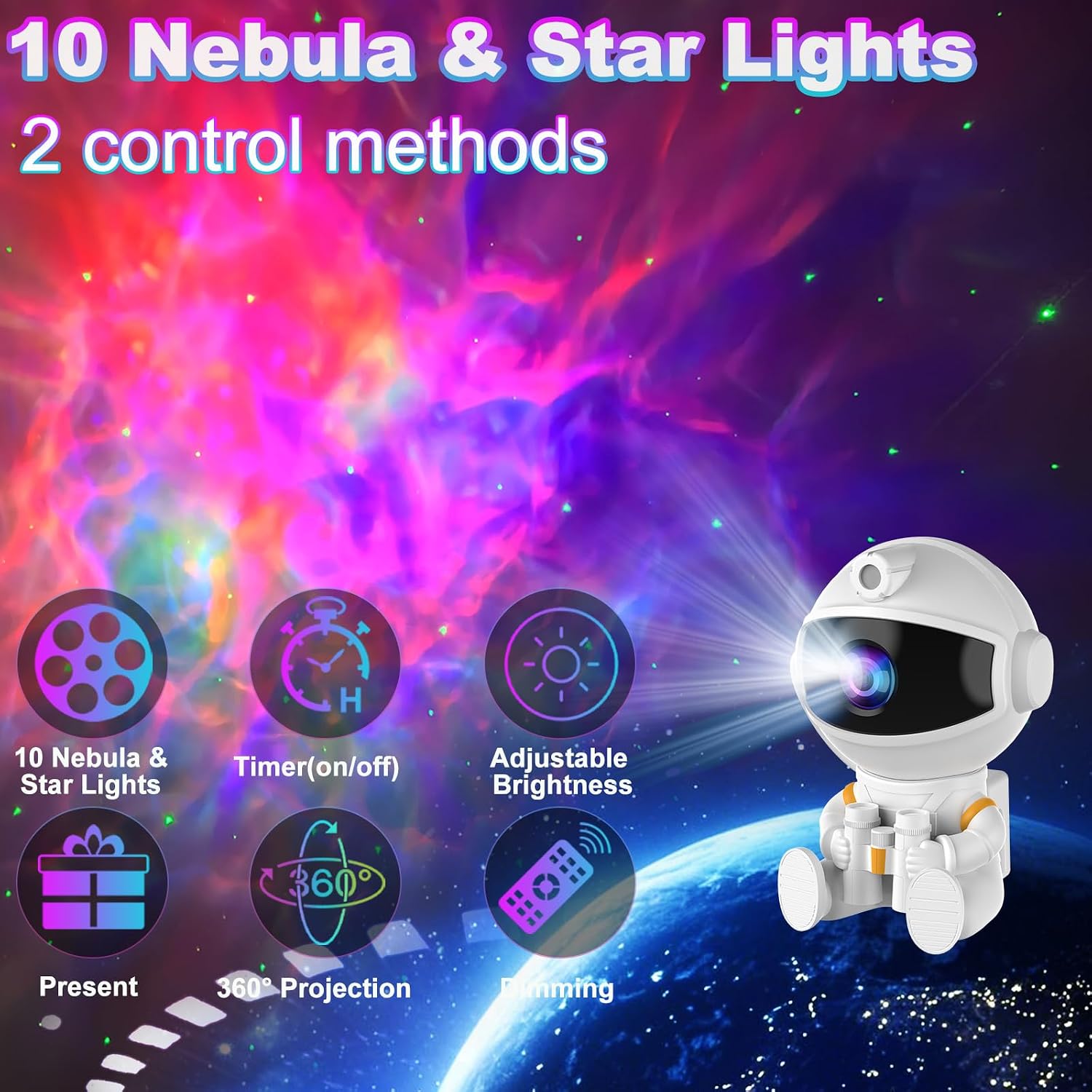 Space Future captain Astronaut Galaxy Night Light Projector for Bedroom - Star Lights Ceiling Projector with Remote Control & Timer,…