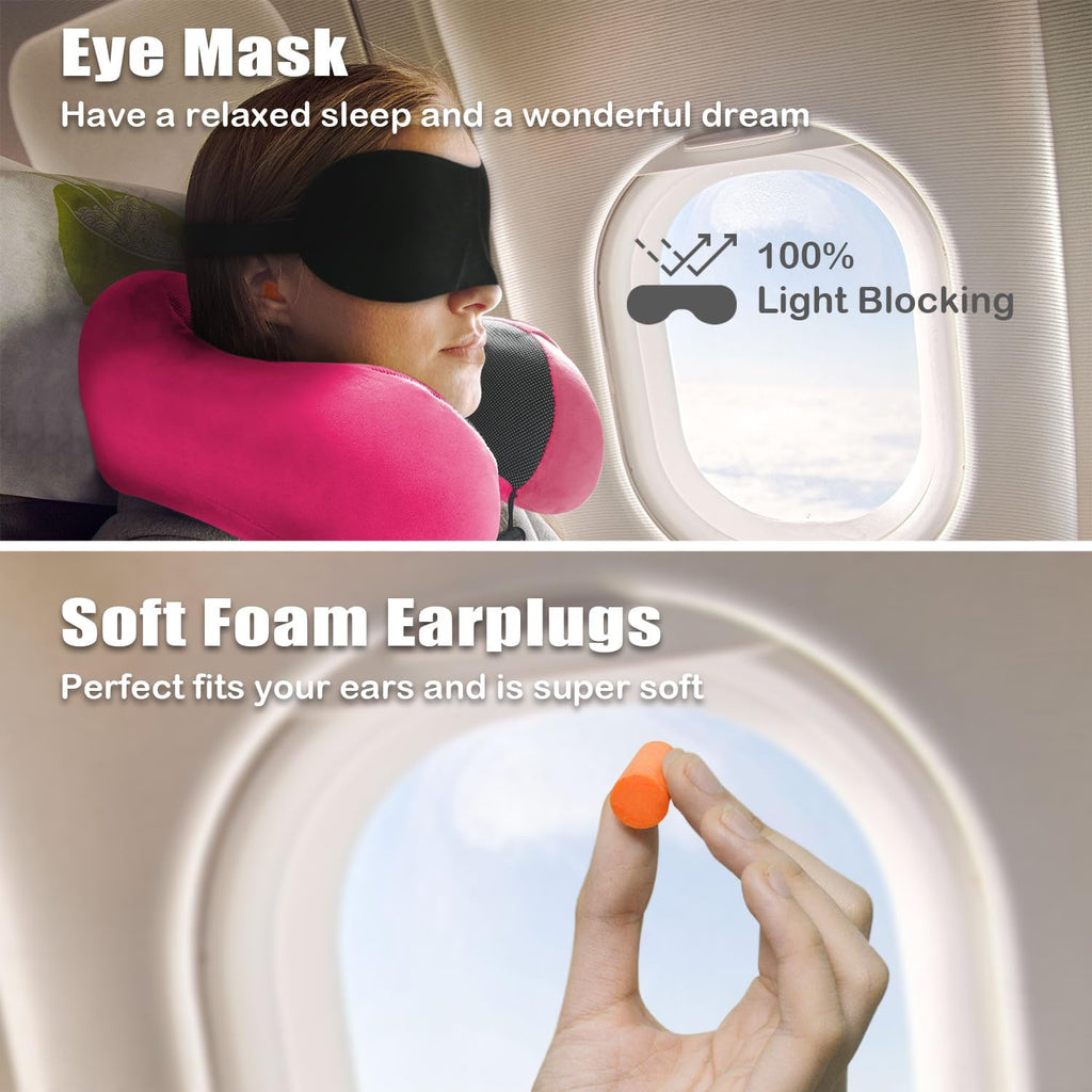 Elvodosia Travel Pillow, Memory Foam Neck Pillow for Traveling, U Shape Neck Pillow Airplane Portable Flight Pillow Travel Kit with…