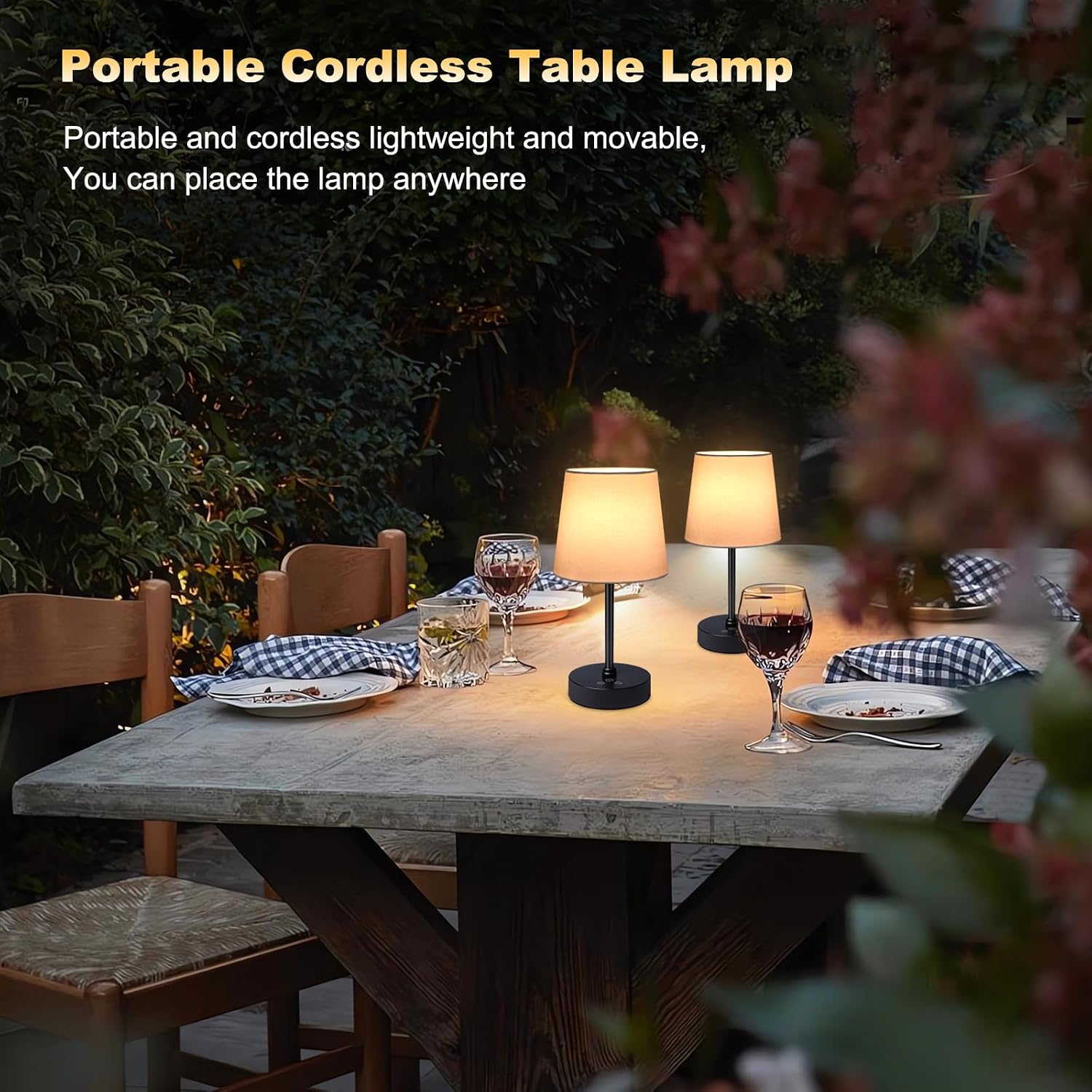Wowag Small Cordless Table Lamp,5000mAh Rechargeable Battery Operated Desk Lamp,3 Colors & 7 RGB Stepless Dimmable, Portable Touch…