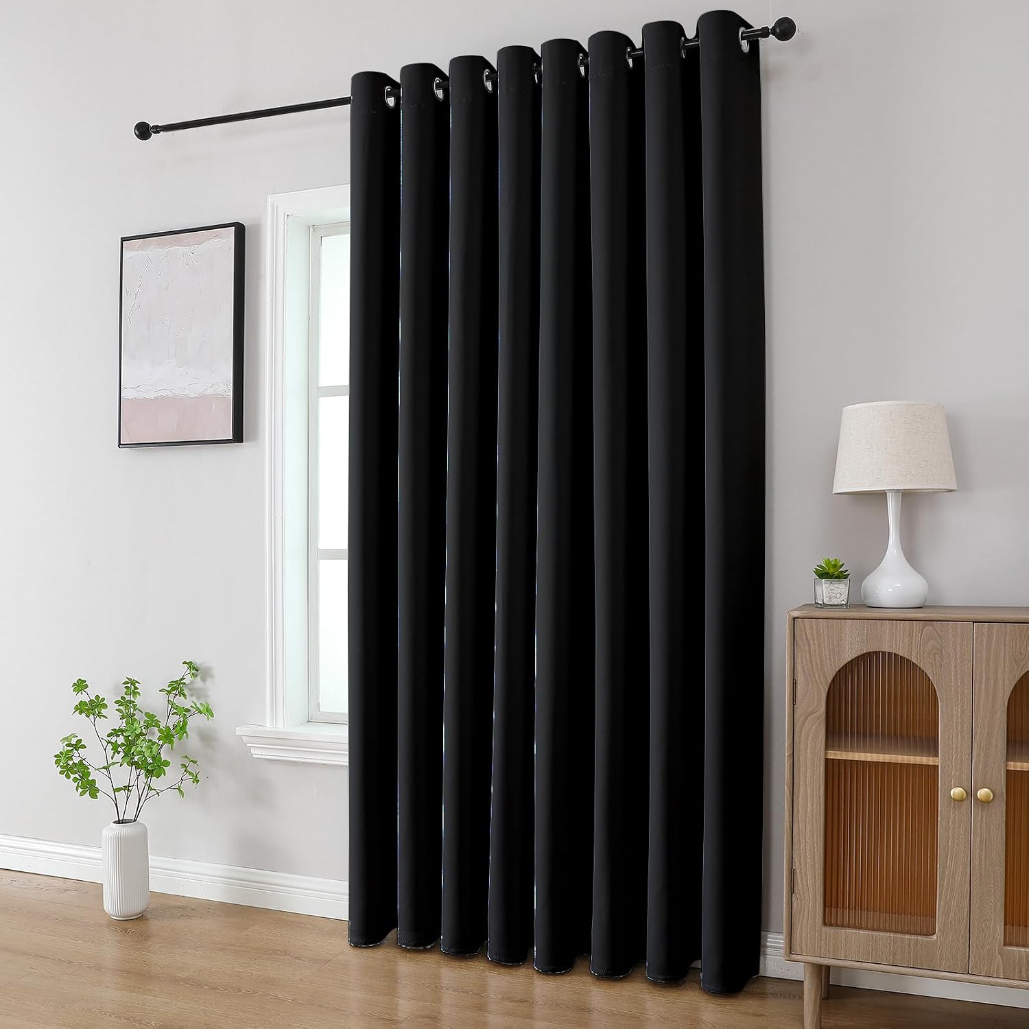 CUCRAF Black Blackout Curtains 63 inch Length 2 Panels Set, Room Darkening Drapes for Living Room Bedroom, Thermal Insulated Light…