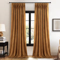 Drapenova 90 Inch Long Velvet Blackout Curtains for Living Room Bedroom Golden Brown Modern Decorative Pinch Pleated Drapes Copper S…