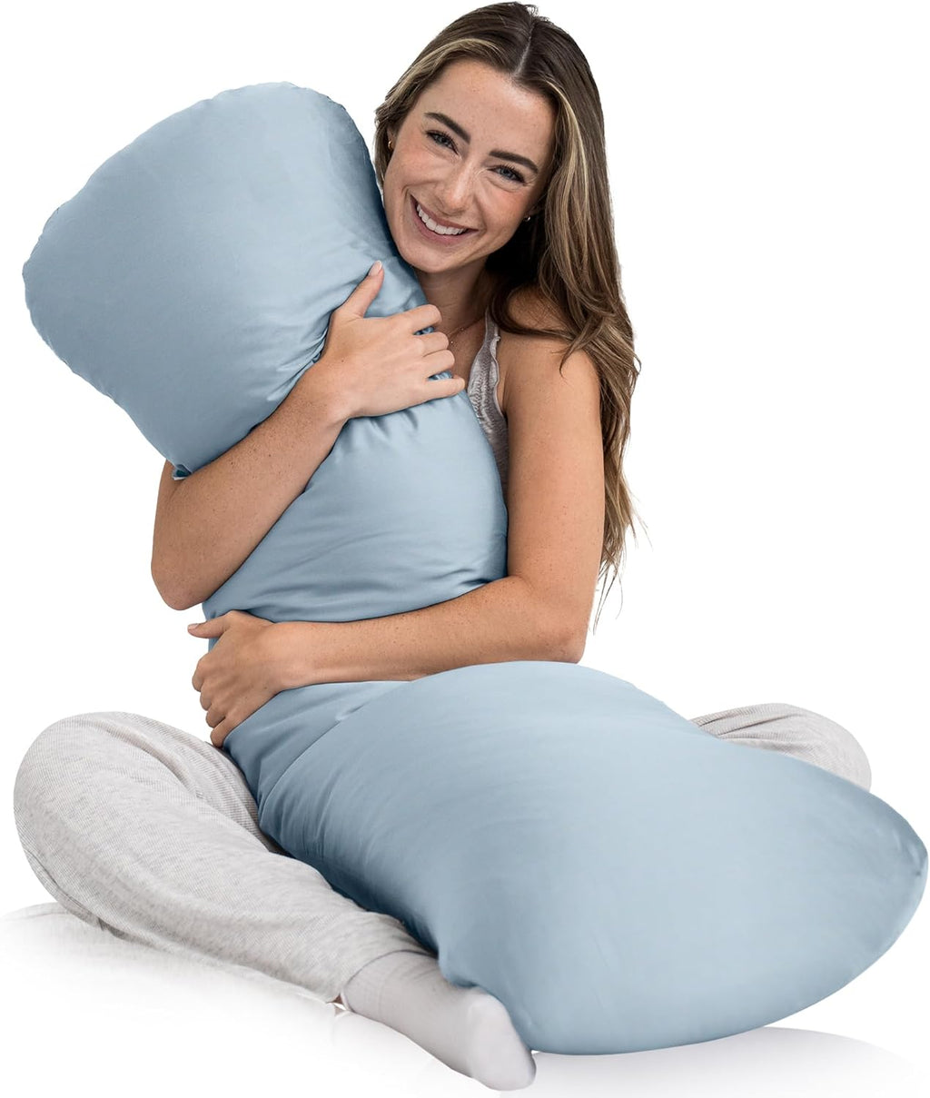 Weighted Body Pillow 8lbs - Weighted Pillow for Deeper Sleep (48" x 14") - Cooling Body Pillows for Adults, Side Sleeper Body Pillows…